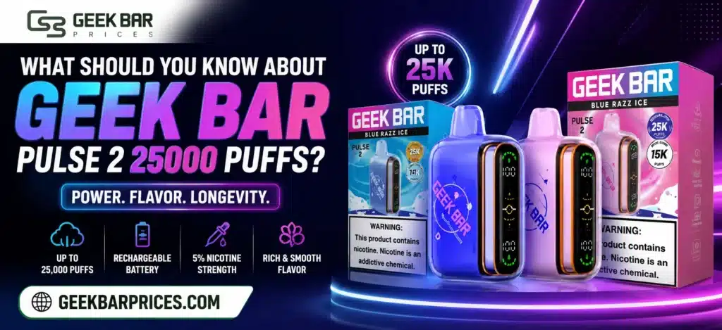 Geek Bar Pulse 2 25000 Puffs featured image with blue and pink devices